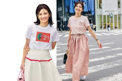 「気張らず、でもワンピ級に華やぐ！」40代のキレイめスカートカジュアルSNAP