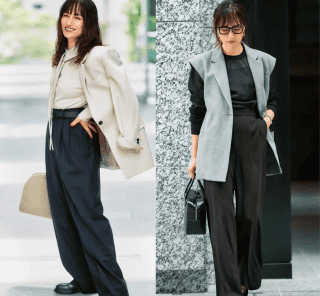 40代が今選ぶべき【最強黒パンツ】〈３選〉ヒール無しで美脚になるシルエットは？