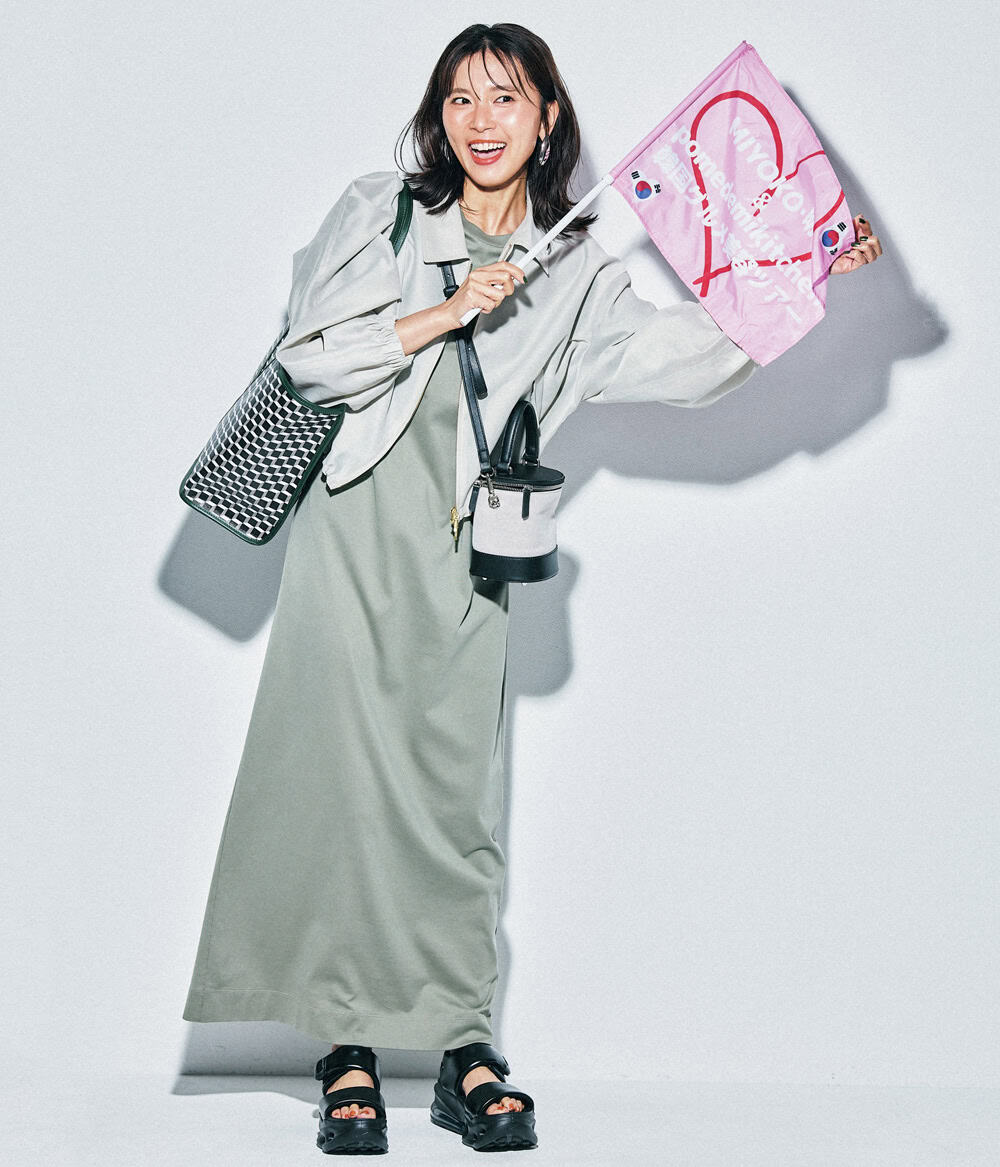 明希知美 シアーブルゾン ワンピース スポサン コーデ
