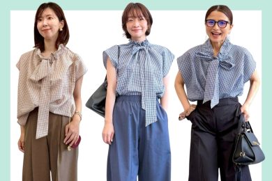 今、40代に大ヒット！体型カバーも叶う「ギンガムチェックブラウス」は夏も秋も活躍【コーデ5選】