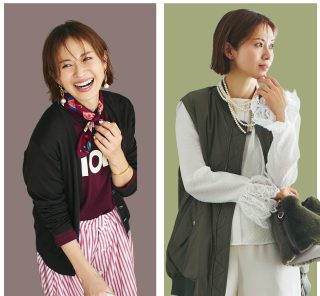 【カーキ＆ブラウン】の「上品見え」コーデ〈4選〉。白・黒に合わせるだけで秋めく！