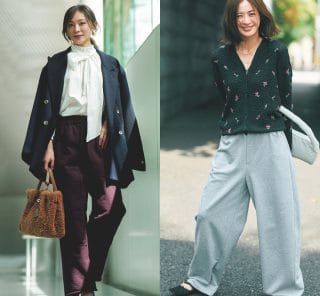 【40代の抜け感コーデ】「スウェットパンツ」を品よく格上げする着こなし術〈3選〉